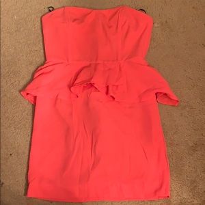 Coral sweetheart top peplum dress